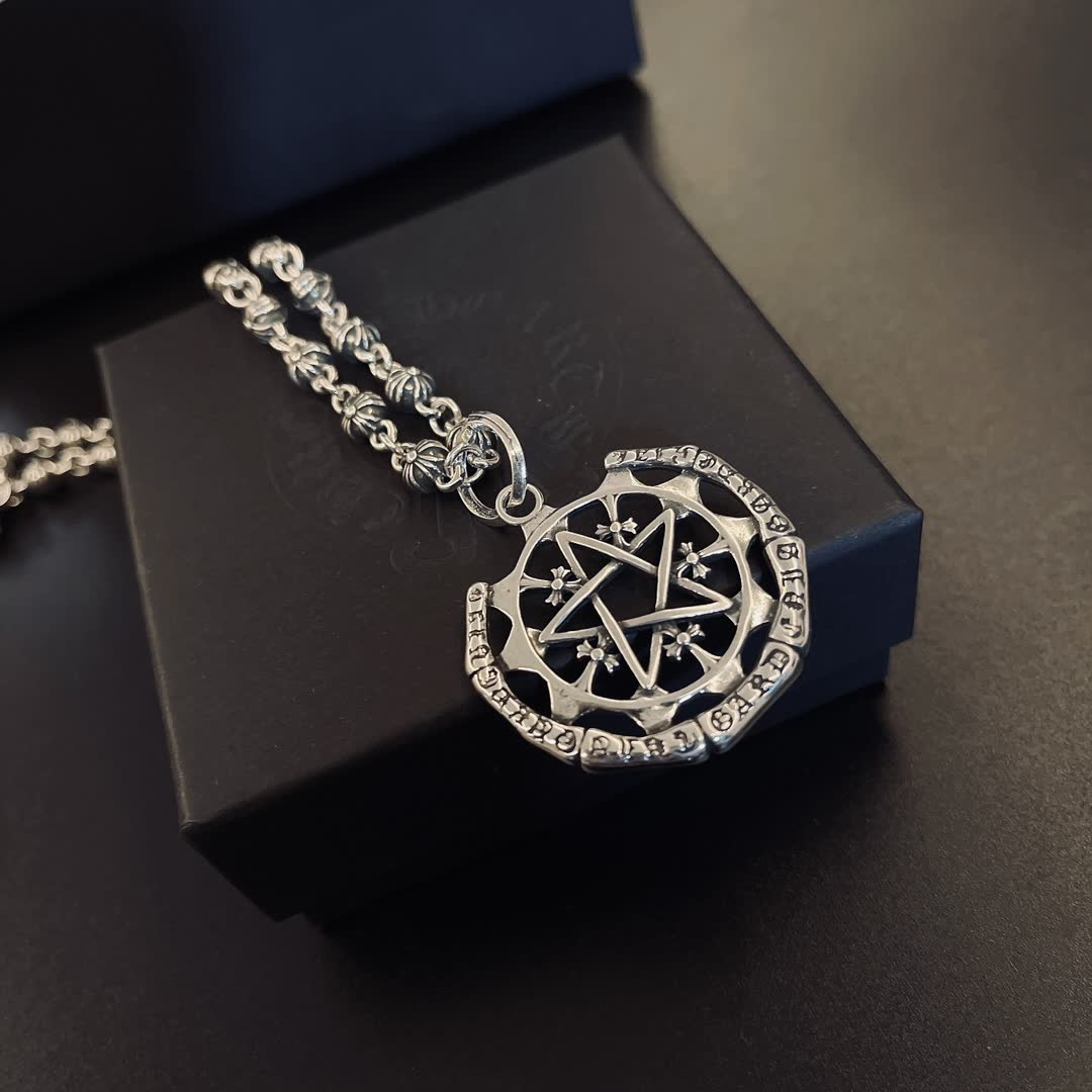 Chrome Hearts Silver Pentagram Pendant Necklace